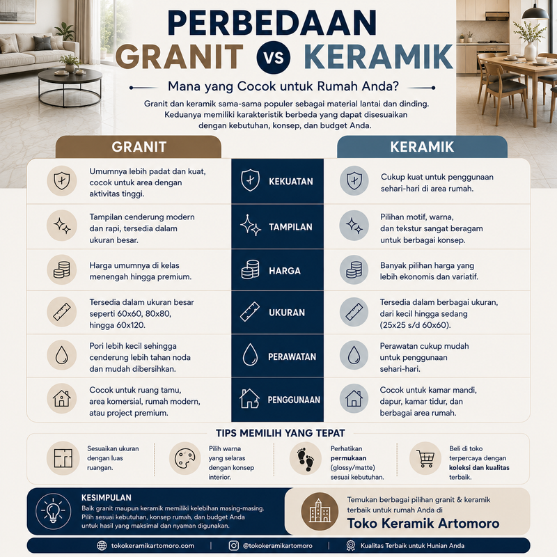 Perbedaan Granit dan Keramik: Mana yang Lebih Bagus untuk Rumah?