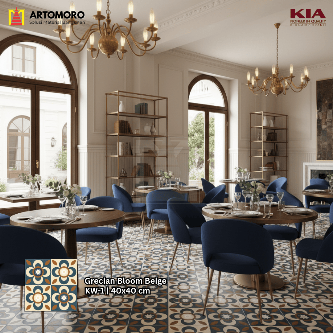 Keramik Lantai KIA 40x40cm Matt - Grecian Bloom Beige