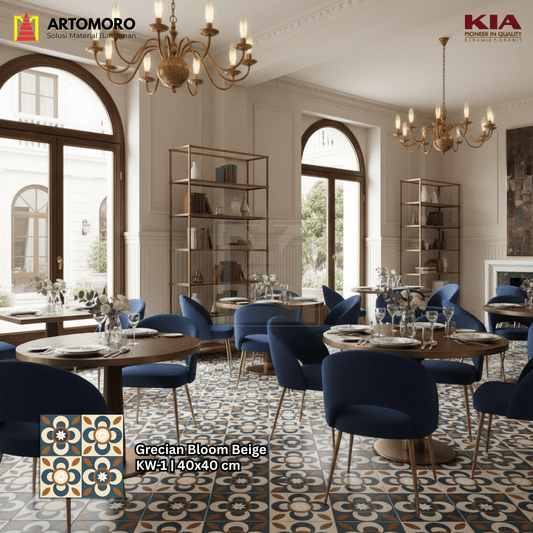Keramik Lantai KIA 40x40cm Matt - Grecian Bloom Beige
