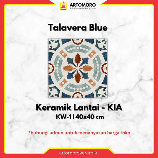 Keramik Lantai KIA 40x40cm Matt - Talavera Blue