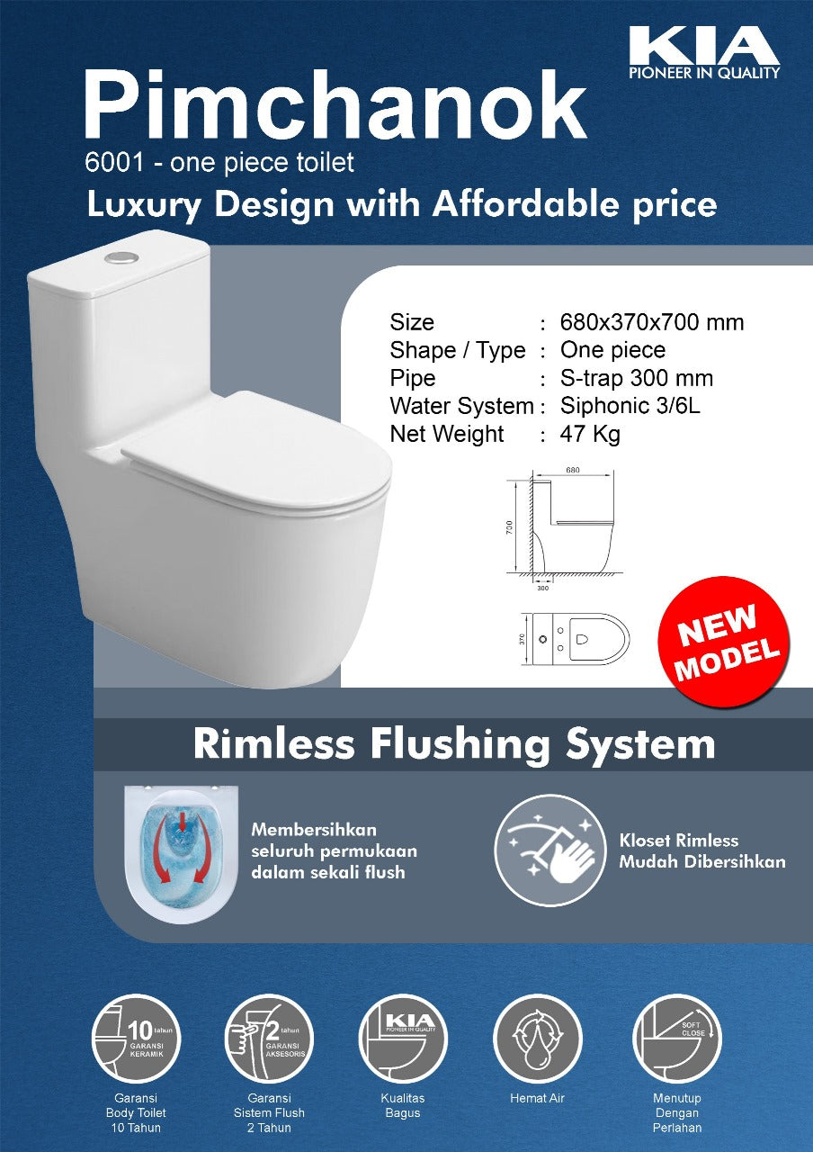 One Piece Toilet Pimchanok - KIA | Kloset Duduk RI-30cm